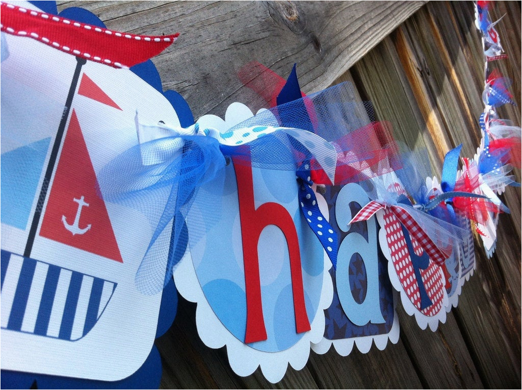 nautical themed happy birthday banner in