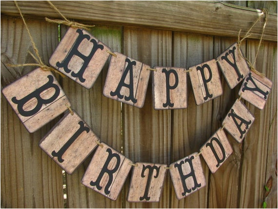 barn wood look birthday banner rustic