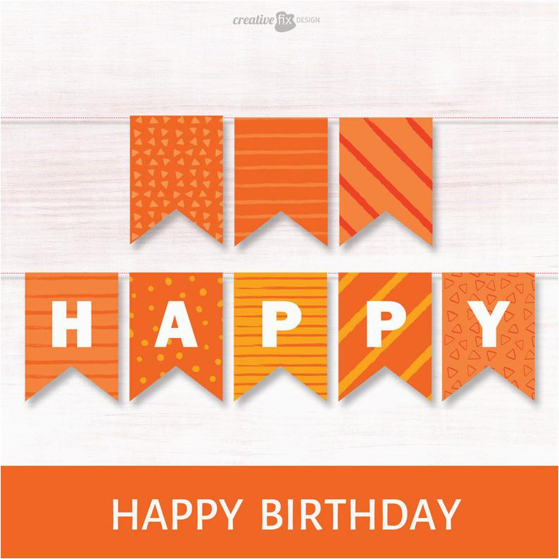 happy birthday orange banner printable