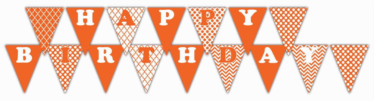 orange happy birthday banner printable