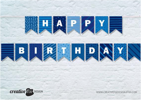 blue happy birthday printable banner