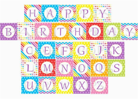 digital rainbow happy birthday banner