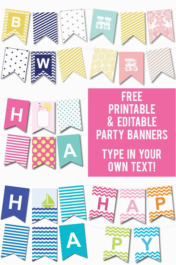 free printable editable party banners