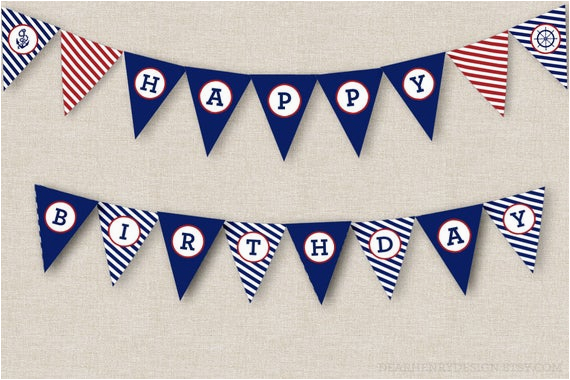 nautical birthday banner instant