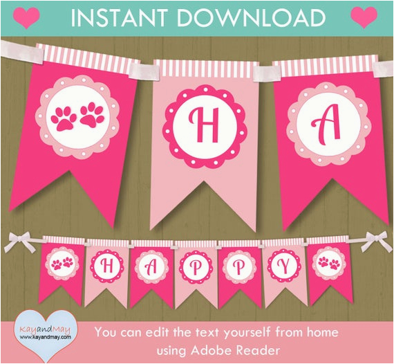 pawty birthday banner instant download printable