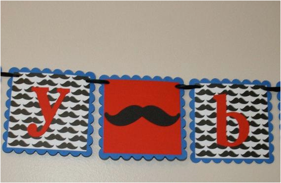 mustache happy birthday small banner red