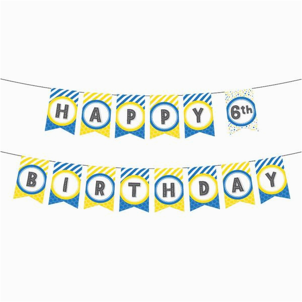 printable birthday banner in yellow blue