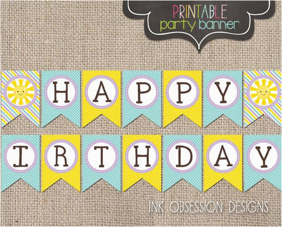 sunshine happy birthday banner instant