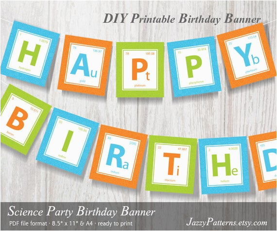 diy science party happy birthday banner