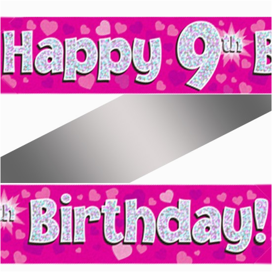 holographic happy 9th birthday banner
