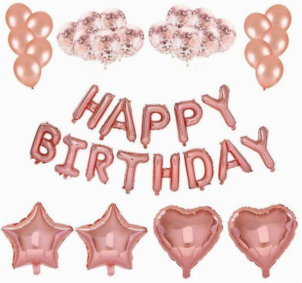 Happy Birthday Banner Rose Gold Rose Gold Happy Birthday Balloons Party Decorations