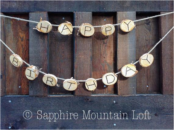 happy birthday banner rustic white birch