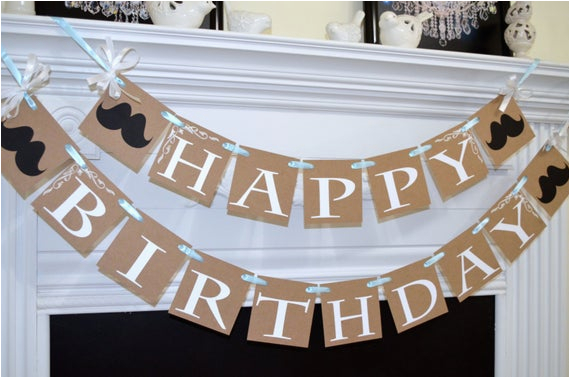 rustic happy birthday banner baby boy