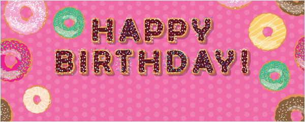 hot pink happy birthday donuts design personalised banner 4ft x 2ft