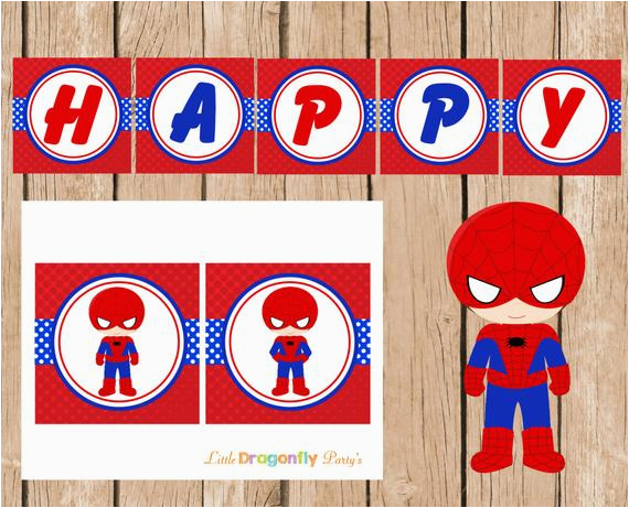 spiderman happy birthday banner instant