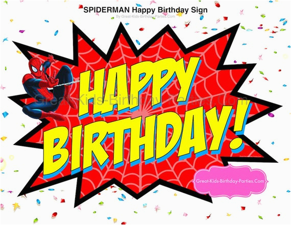 Happy Birthday Banner Spiderman Spiderman Happy Birthday Sign Instant Download Spiderman