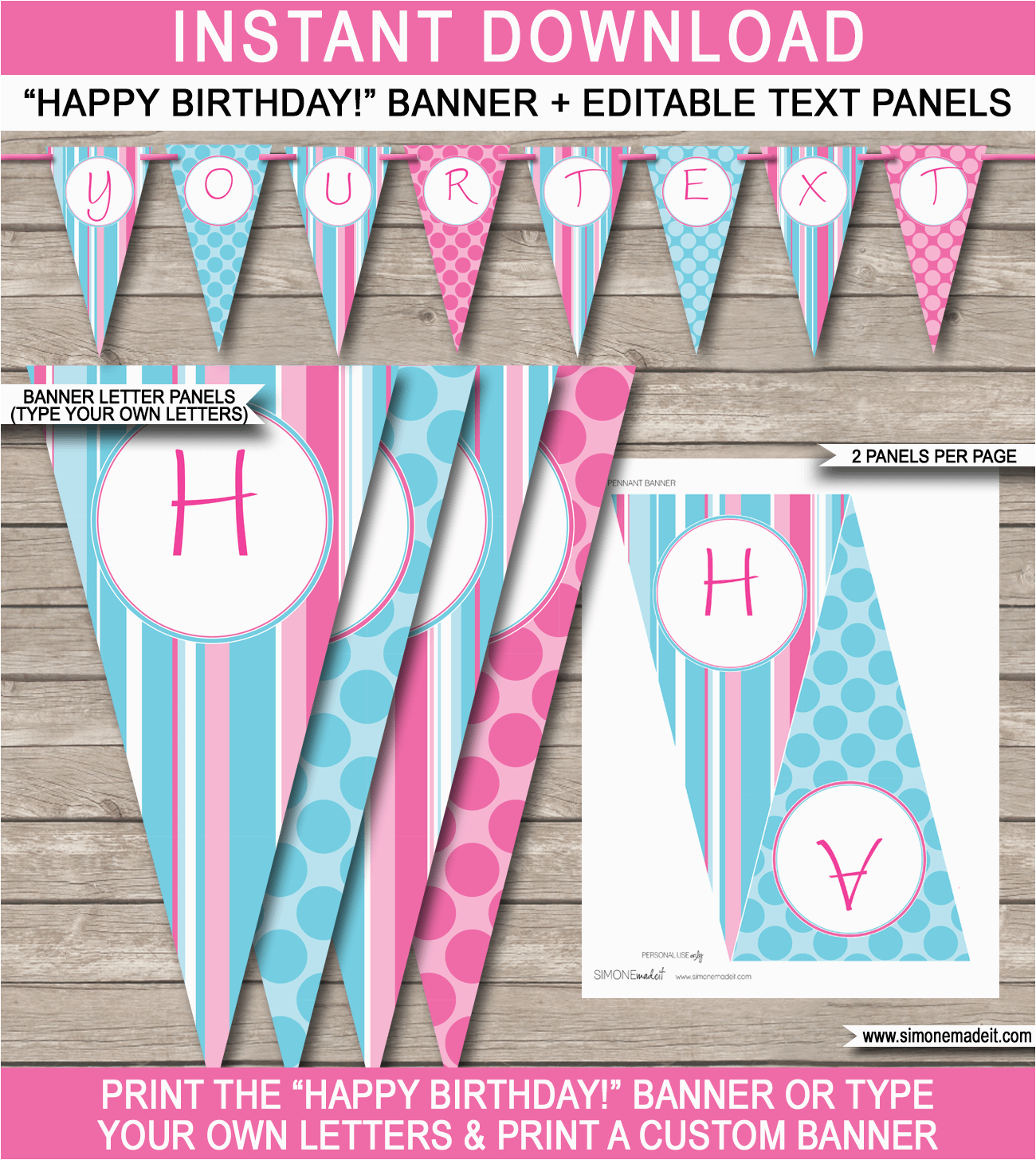 girls birthday party banner template