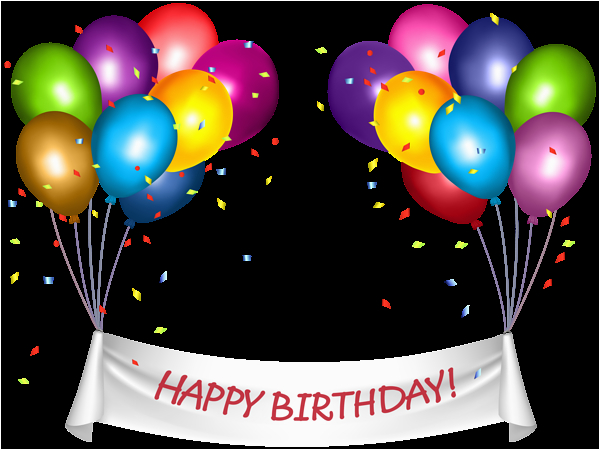 transparent happy birthday banner and baloons png clip art