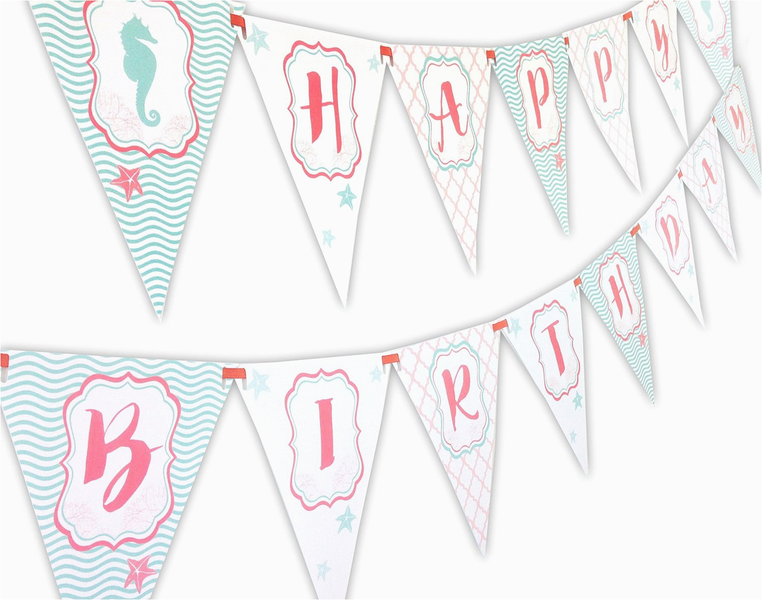 mermaid under the sea happy birthday banner pennant