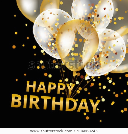 balloons happy birthday on black gold 504868243