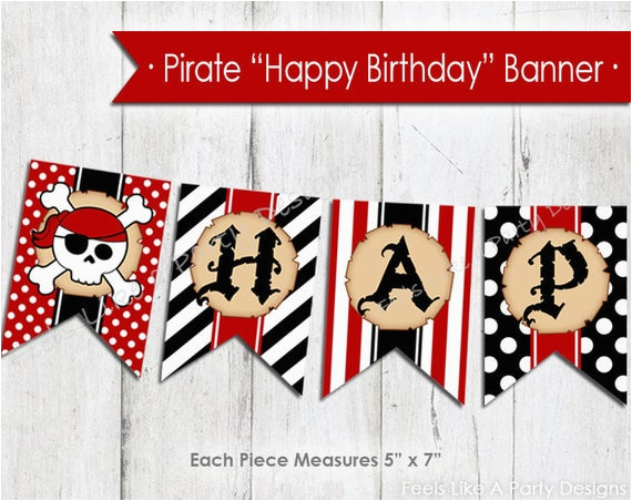 pirate happy birthday banner instant