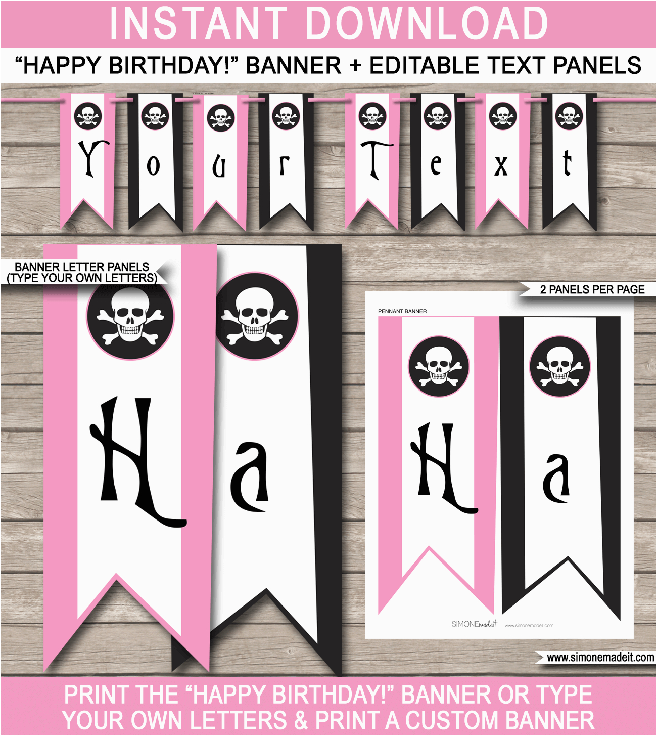 pirate girl party banner template