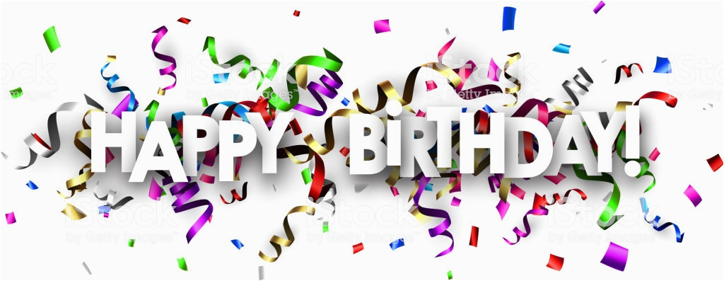 happy birthday banner with colorful serpentine gm866671486 144114493