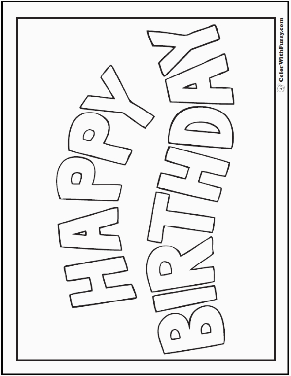 Happy Birthday Banners Coloring Page  BirthdayBuzz