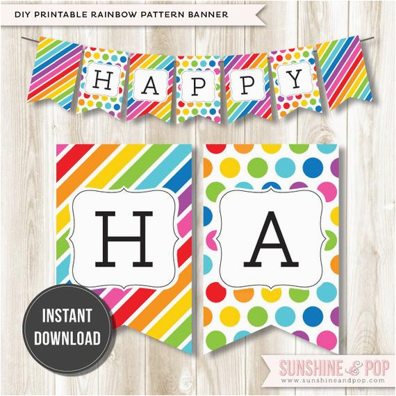 instant download rainbow happy birthday