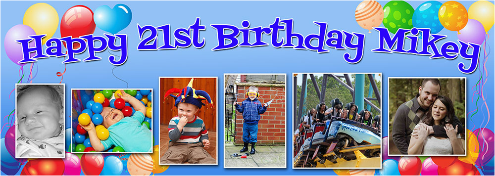 balloon background birthday banner with up to 6 pictures
