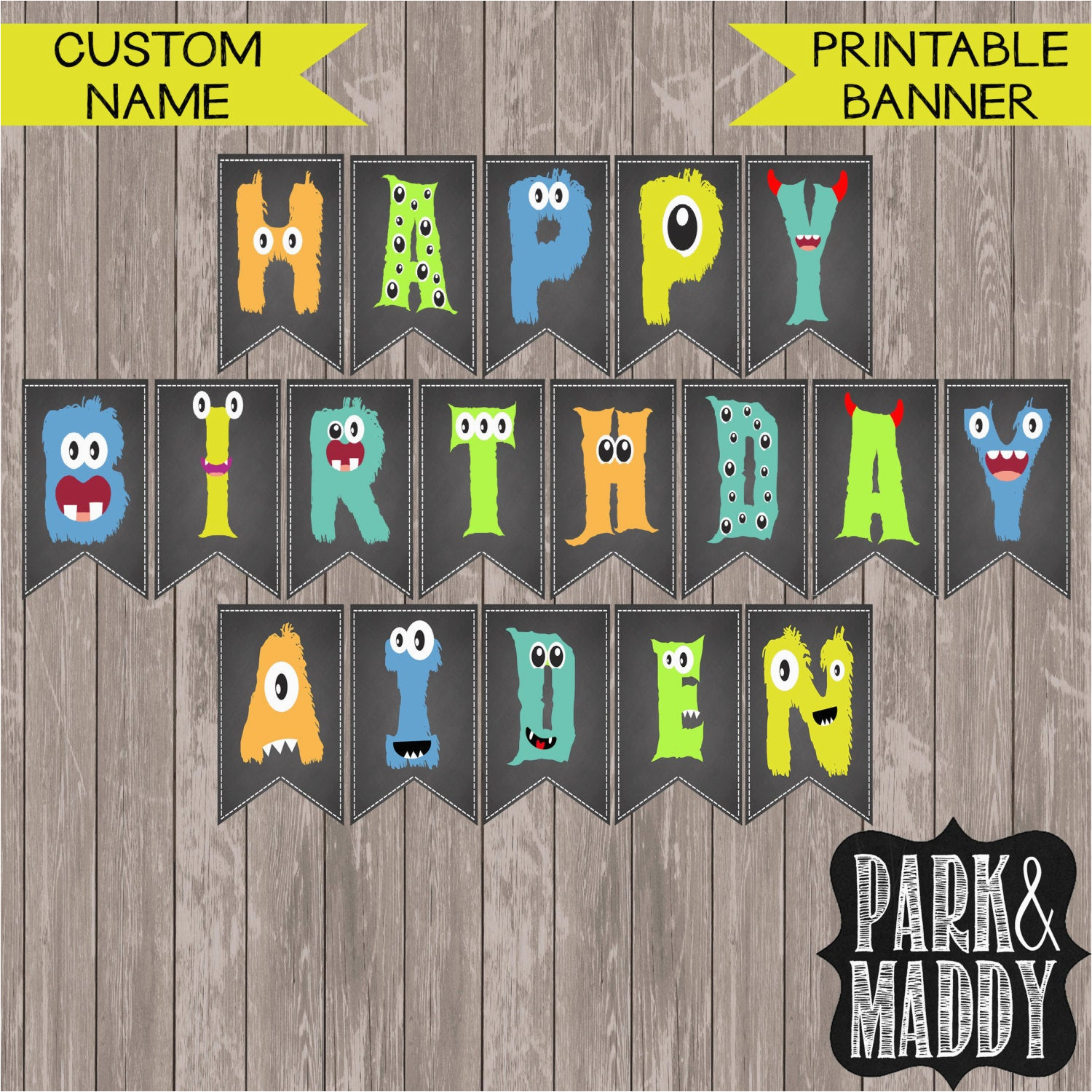 custom little monster birthday banner