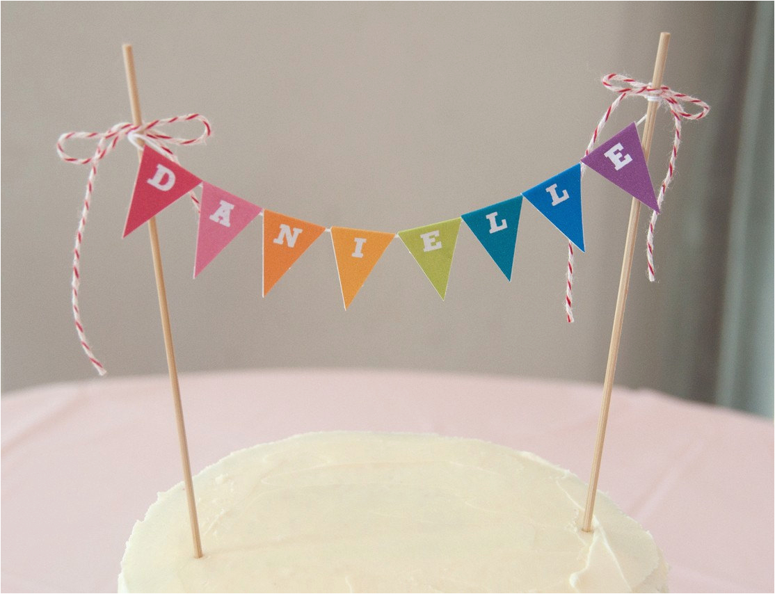 rainbow cake banner garland topper diy