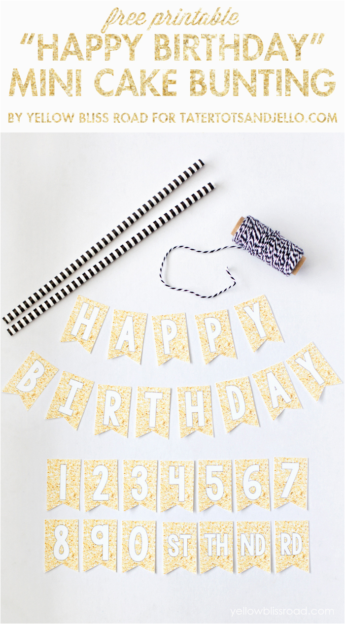 free printable happy birthday mini cake bunting