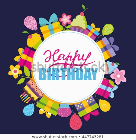 stock vector happy birthday vector concept banner for invitation party illustration with present flower