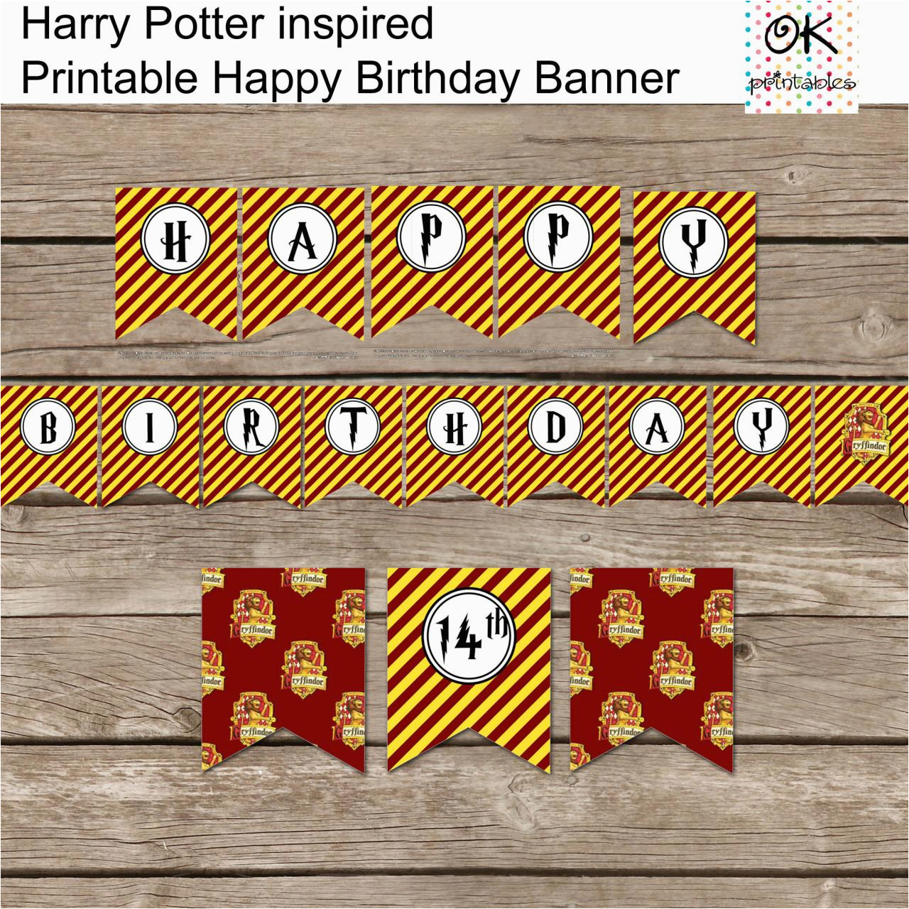 harry potter inspired happy birthday banner slash diy harry potter style party banner printable slash