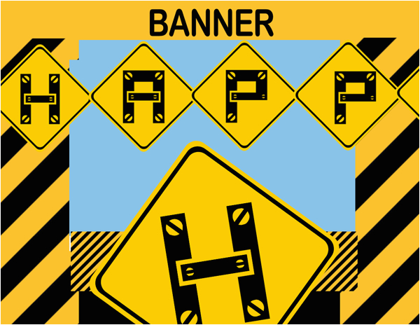 construction happy birthday banner instant download