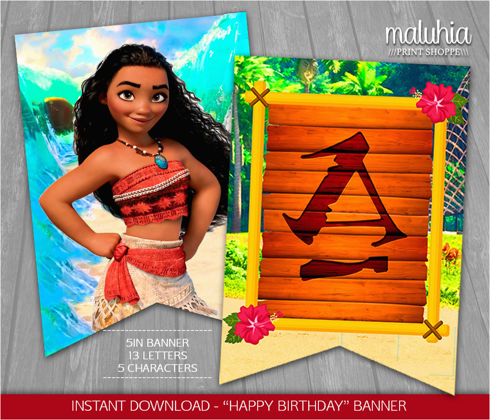 moana birthday banner instant download