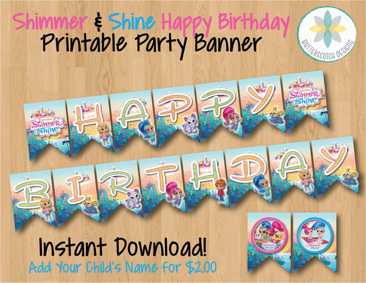 shimmer and shine happy birthday banner