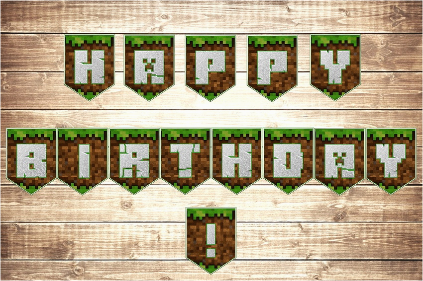 Minecraft Happy Birthday Banner Printable Free | BirthdayBuzz