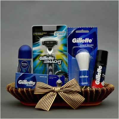 Online Birthday Gifts for Him In Usa Complete Men Grooming Hamper In Jute Tray Gift Send
