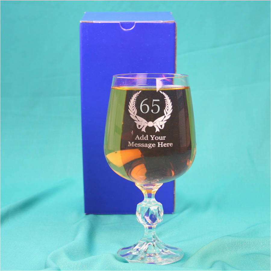 65th personalised wine glass for birthday gifts 34cl