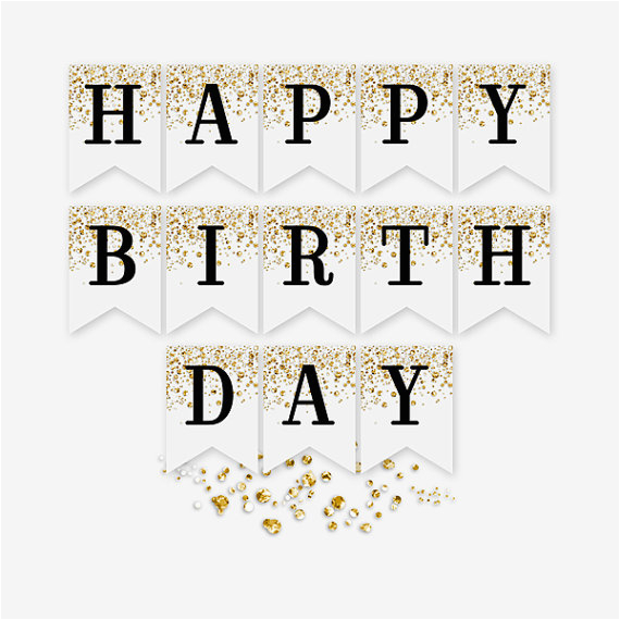 Pink and Gold Happy Birthday Banner Free Printable | BirthdayBuzz