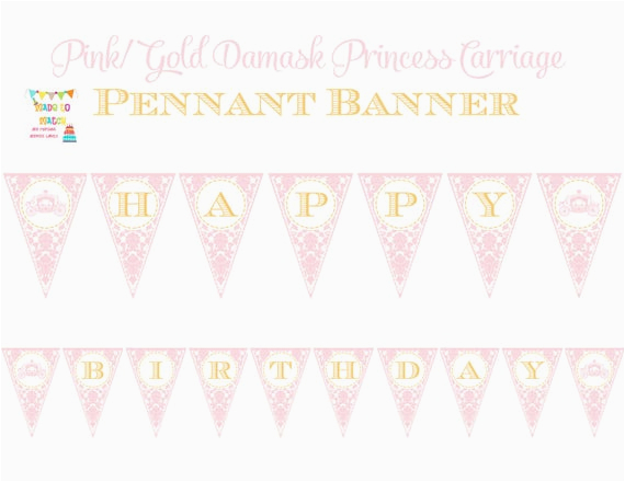 pink gold damask princess carriage printable