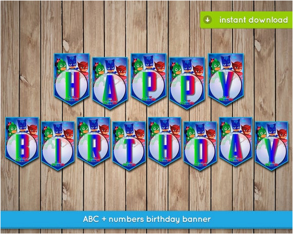 pj masks banner printable happy birthday