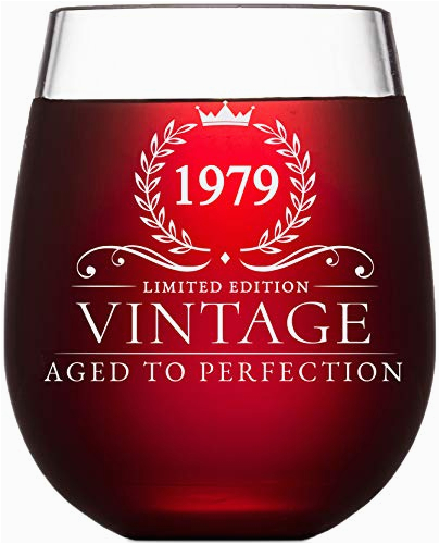 40th birthday gifts for women and men turning 40 years old 15 oz vintage 1979 wine glass funny fortieth gift ideas party decorations and supplies for him or her husband wife mom dad