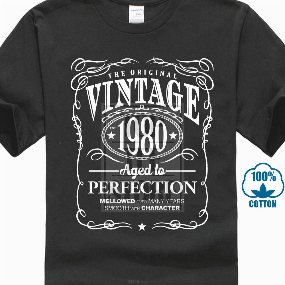 Retro Birthday Gifts for Him Vintage 1980 Aged to Perfection Mens T Shirt Birthday Gift