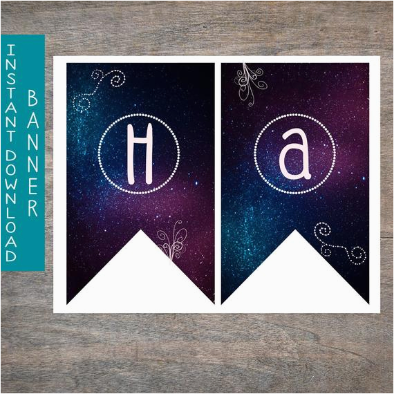 galaxy happy birthday banner printable