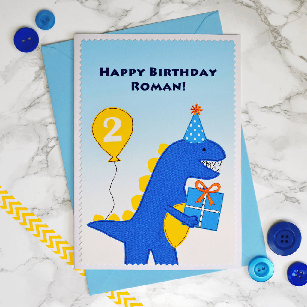 dinosaur personalised birthday card