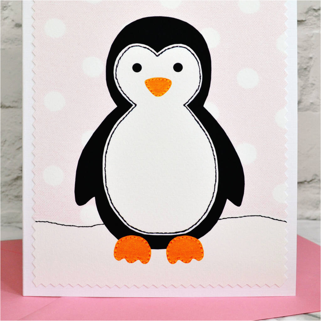 penguin personalised girls birthday card