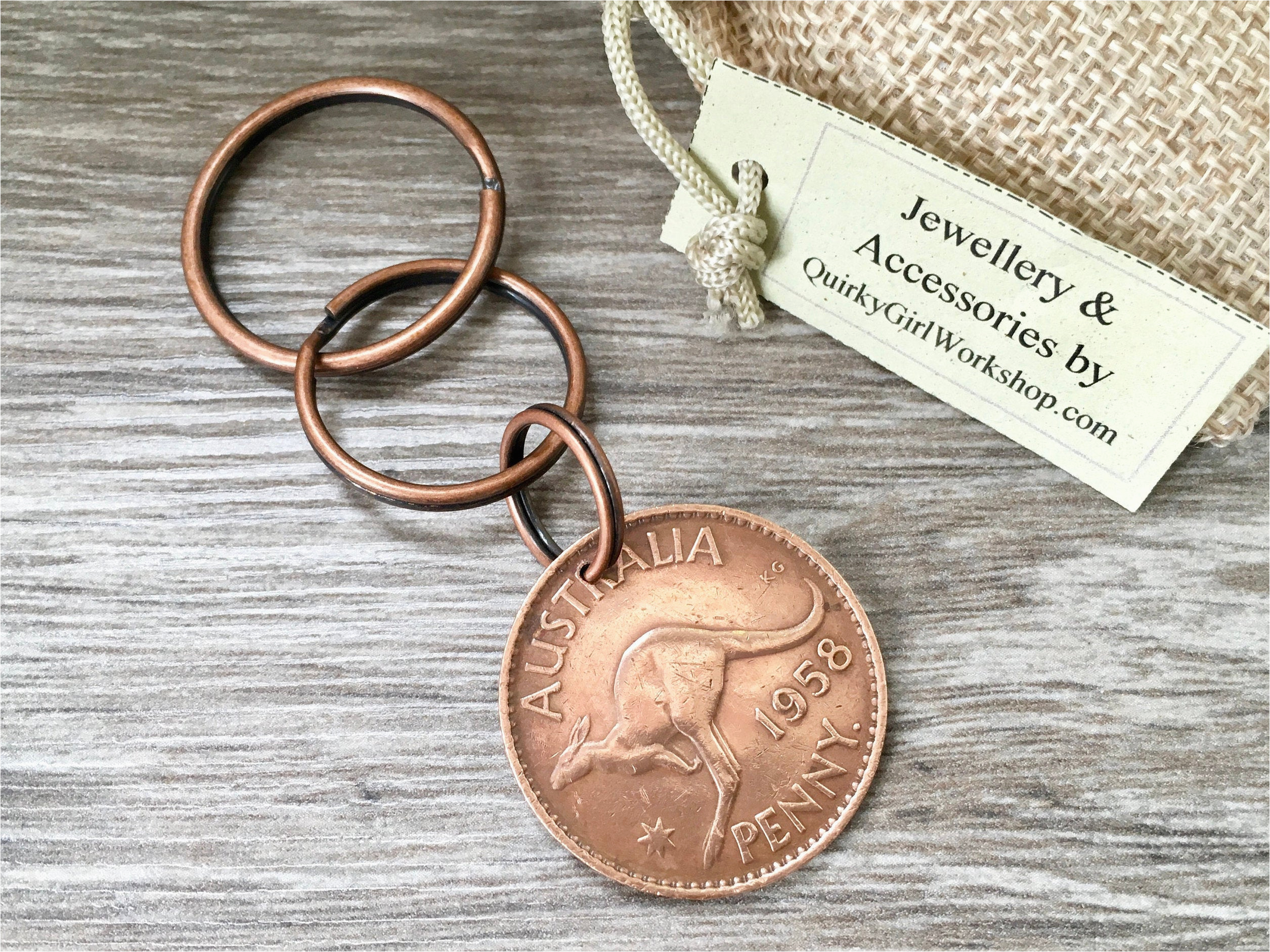 1958 australian kangaroo coin key chain